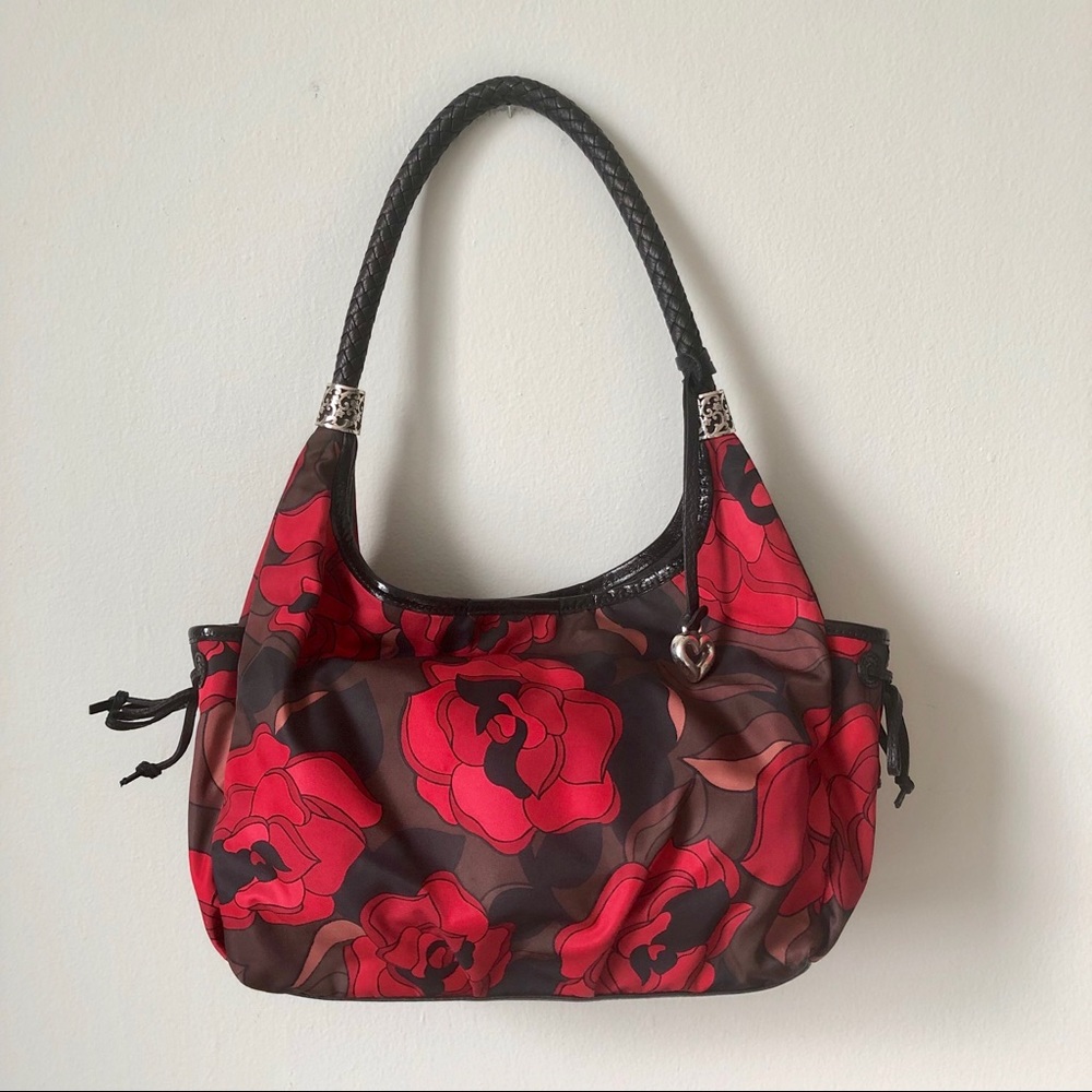 🌹 BRIGHTON Jillian Rose Print Nylon Hobo Bag Handbag 🌹